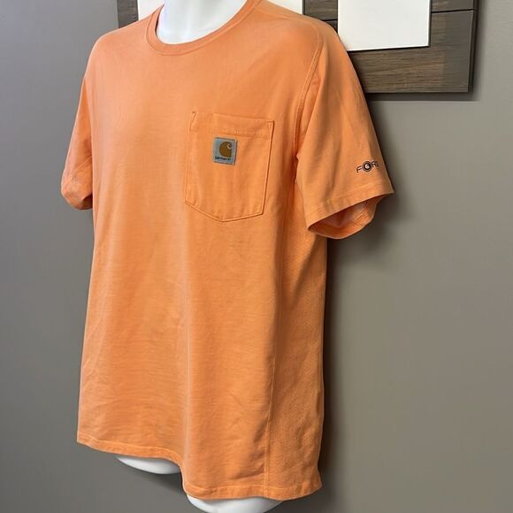 Carhartt Force Pale Orange Men’s Short Sleeve Relaxed Fit T-shirt- Medium - Picture 2 of 11